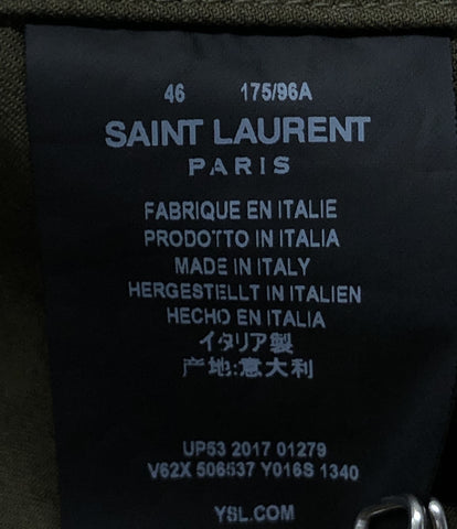 サンローランパリ  ミリタリー プルオーバーシャツ 刺繍 シワ加工 カーキ      メンズ SIZE 46 (L) SAINT LAURENT PARIS