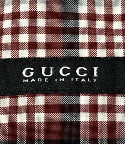 Gucci Beauty Product Cunic长袖衬衫检查图案女士尺寸38/15（S）Gucci