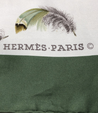 爱马仕咖喱90丝绸围巾PLUMES帕Henri de Linkes女士（多尺寸）HERMMES