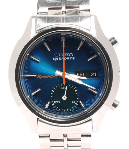 セイコー  腕時計 スピードタイマー 5 SPORTS 自動巻き ブルー 6139-8050 メンズ   SEIKO