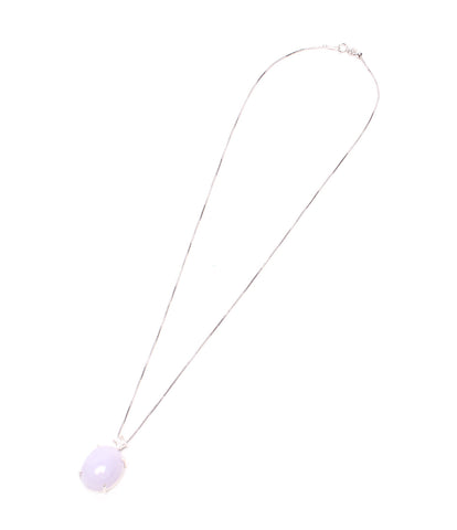 K18WG lavender jade 17.14ct diamond 0.24ct necklace K18 Ladies' (necklace)
