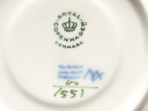 Royal Copenhagen Cup & Saucer 6 ชุดลูกค้าดอกไม้สีน้ำเงิน Curved Royal Copenhagen