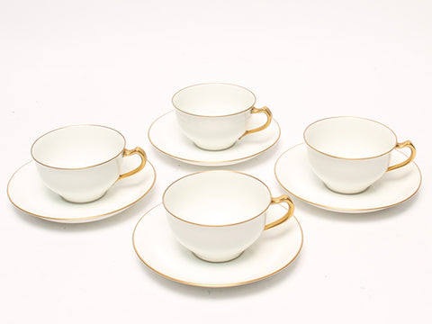 Cup & Saucer 4 Customer Set Gold Line Okurakura Ceramic Garden