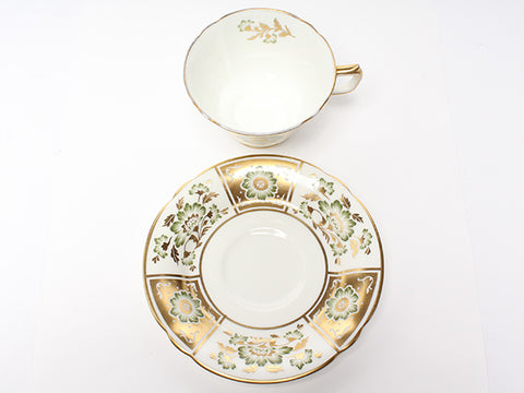 Cup & Saucer Green Derby Panel RoyalCrownerby