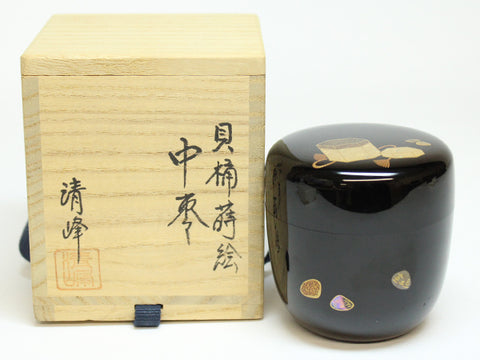 Beautiful goods Tea cylinder (shellfish lacquer lacquer) Kiyomine Maeda