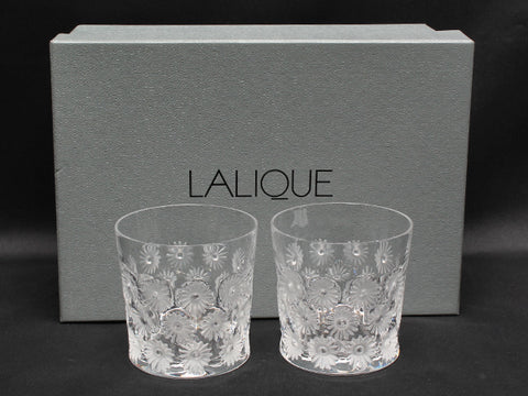 Lalique Good Condition Rock Glass 2 Customer Set Nap Sberry LALIQUE