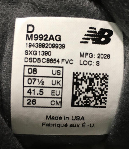 ニューバランス  M992AG MADE IN USA スニーカー     M992AG メンズ SIZE 26  New Balance