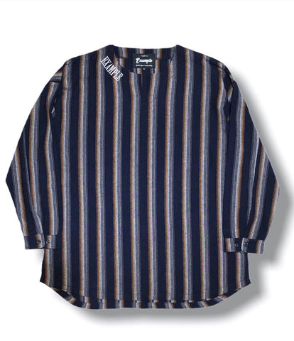 External Logo Embroidery Overlinen Stripe Shirt Pullover Men's Size XL Example