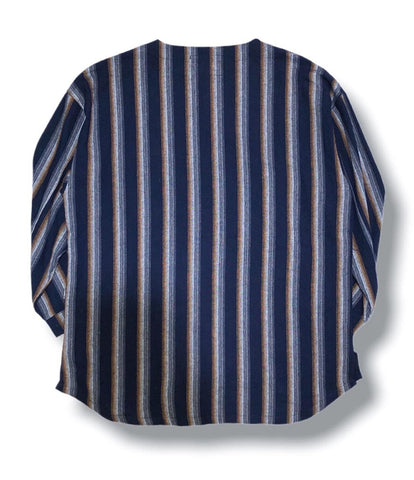 External Logo Embroidery Overlinen Stripe Shirt Pullover Men's Size XL Example
